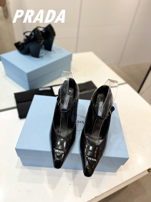 PRA BRUSHED PUMPS BLACK LAMBSKIN