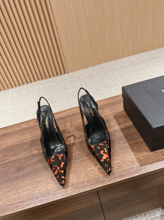 SL DUNE SLINGBACK PUMPS LEOPARD POLISHED CALFSKIN