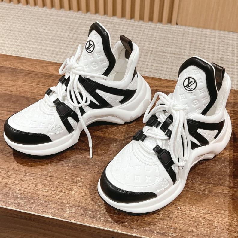 LV ARCHLIGHT SNEAKER IN WHITE MIX BLACK EMBOSSED CALFSKIN