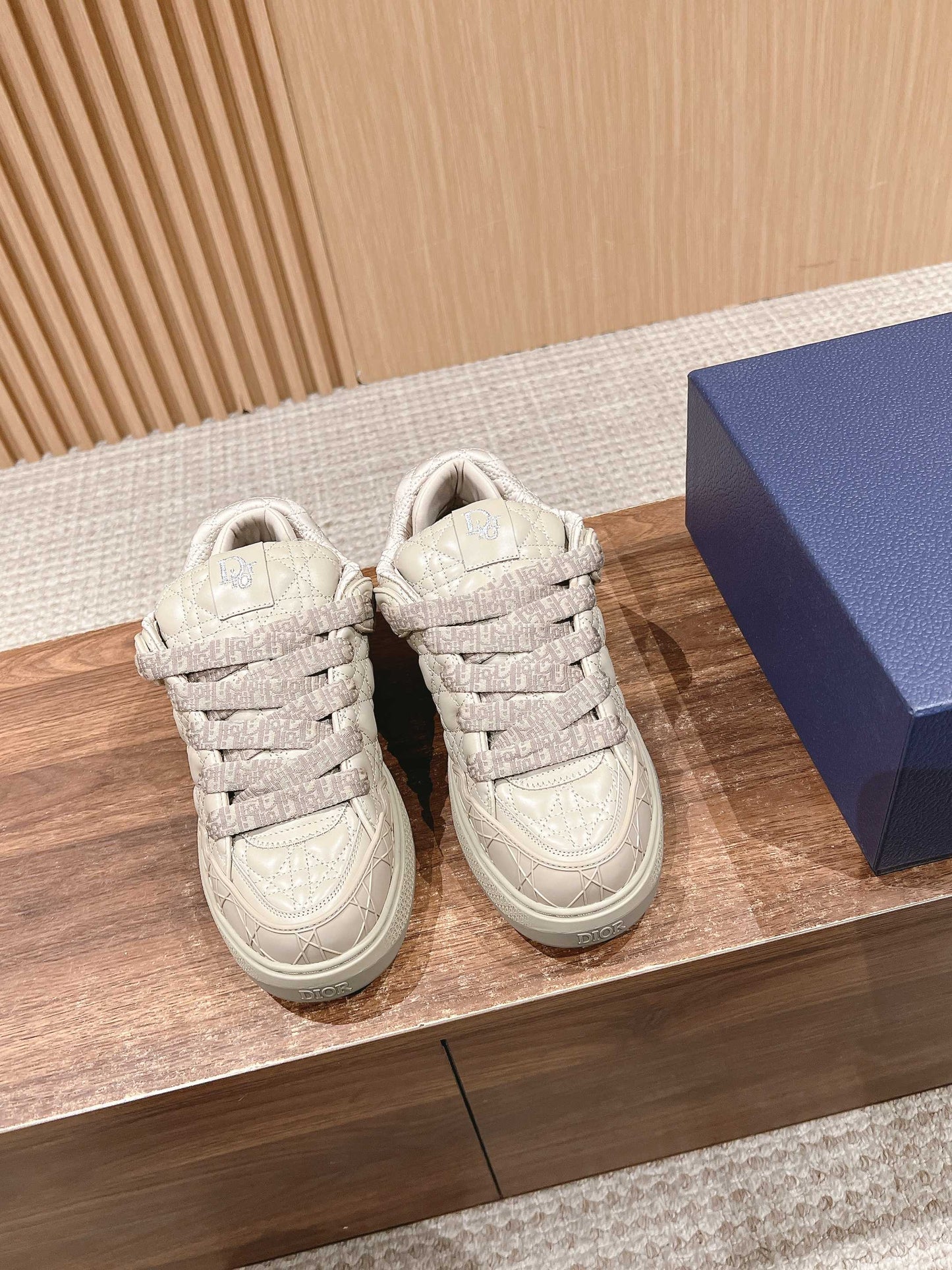BY ERL B9S SKATER SNEAKER IN PARCHMENT BEIGE CANNAGE LAMBSKIN