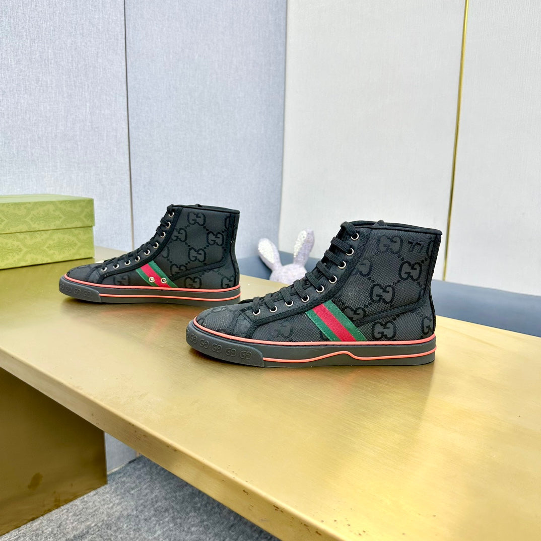 GG TENNIS 1977 HIGH-TOP TRAINER JET BLACK CANVAS