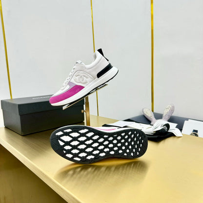 CLASSIC TRAINER IN GREY MIX BRIGHT PINK MERCERIZED VELVET