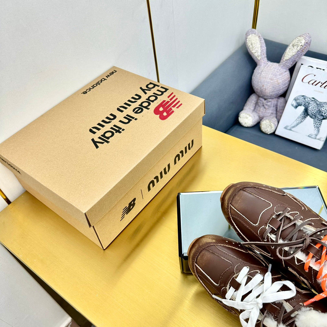 MIUXNB 530 SNEAKERS IN BROWN CALFSKIN SHEARLING