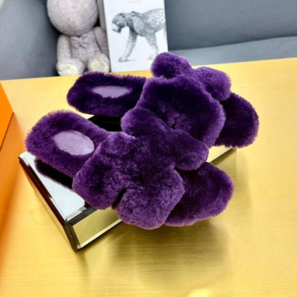 ORAN SHEARLING SANDALS PLUM PURPLE