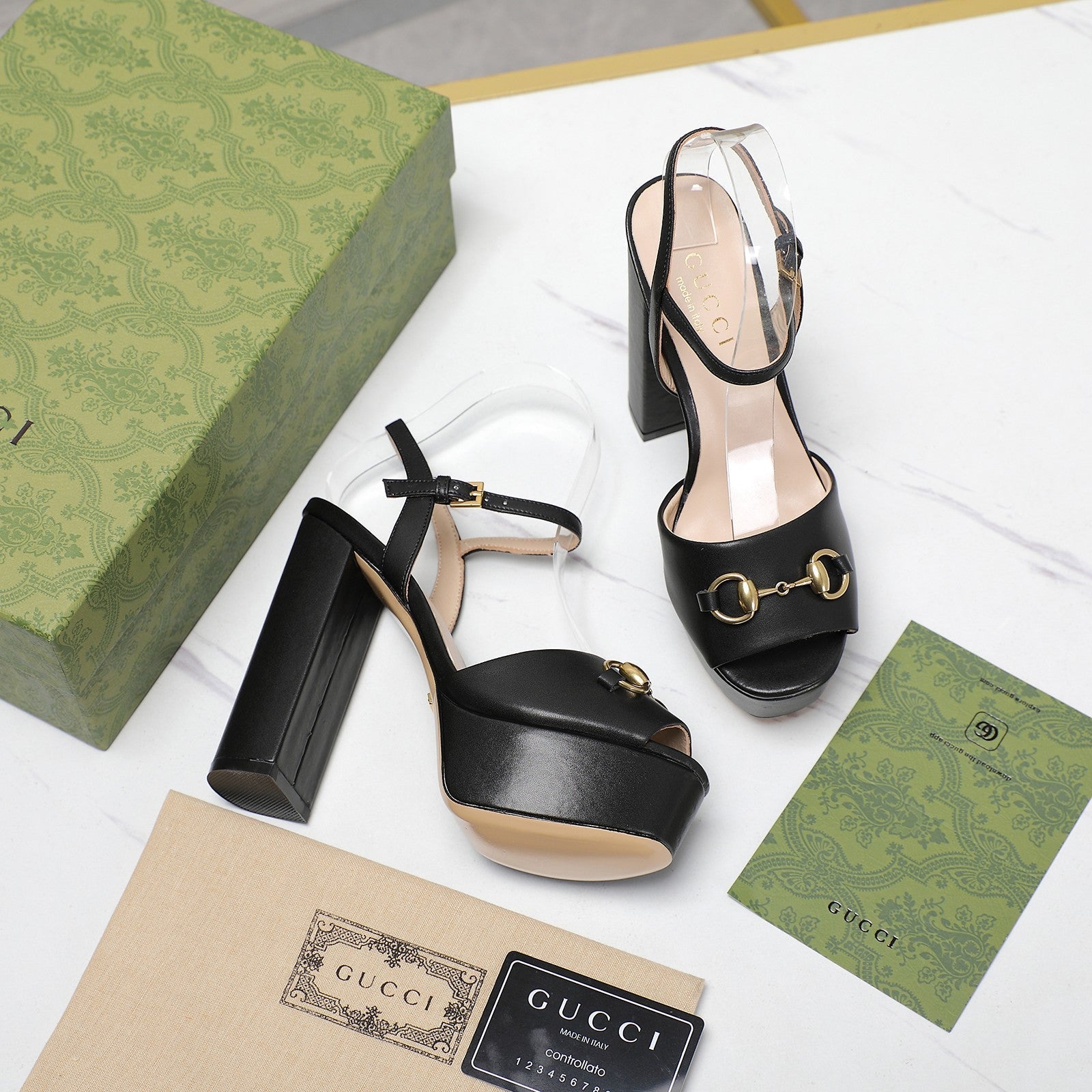 GG Sandales Cuir Noir Black
