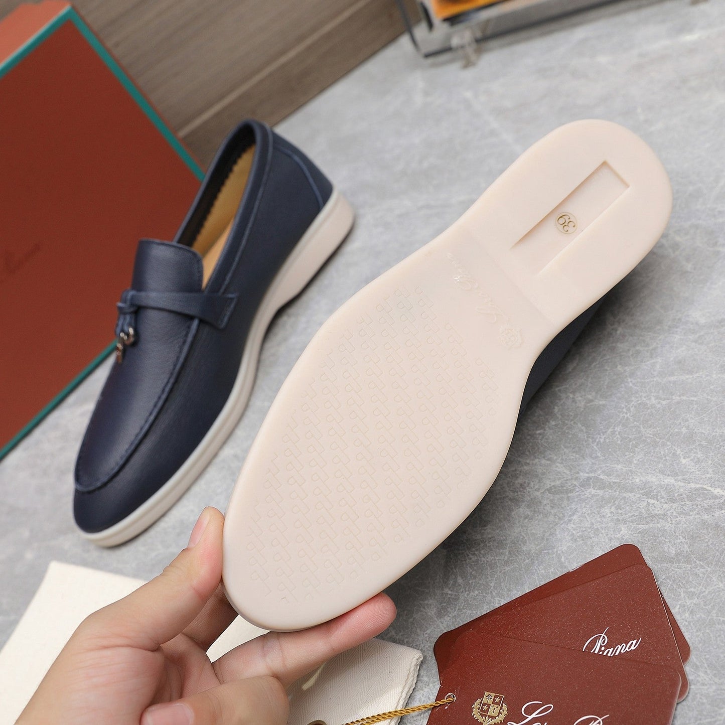 LP SUMMER CHARMS WALK LOAFERS NAVY LAMBSKIN