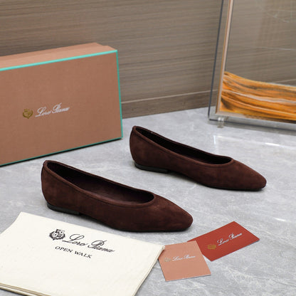 CLASSIC BALLET SHOES IN BROWN SUEDUE