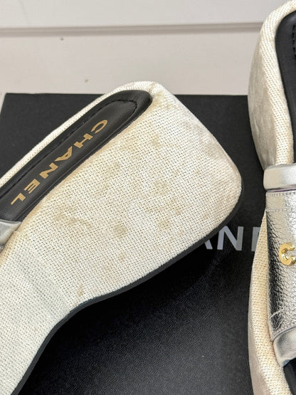 PLATFORM SLIPPERS IN SILVER LAMBSKIN