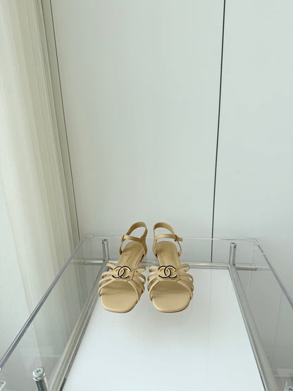 FLAT SANDALS 1 CM IN FLAX YELLOW LAMBSKIN