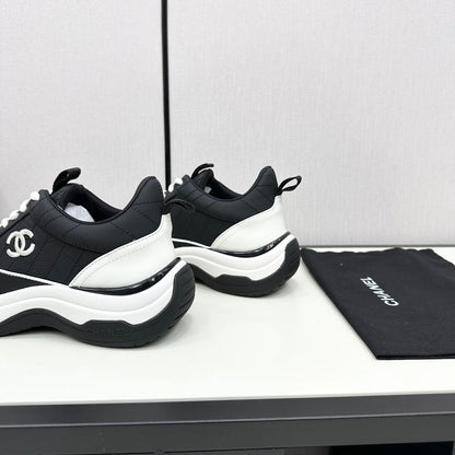 CC SNEAKER IN BLACK MIX WHITE EMBROIDERED LAMBSKIN
