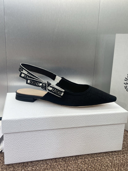 J'ADIOR SLINGBACK 25S IN BLACK QUAKE OBLIQUE EMBROIDERED FABRIC