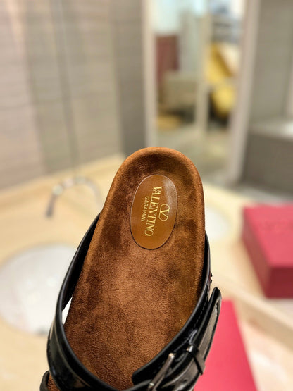 CROSSOVER - STRAP BLACK CALFSKIN SLIDE