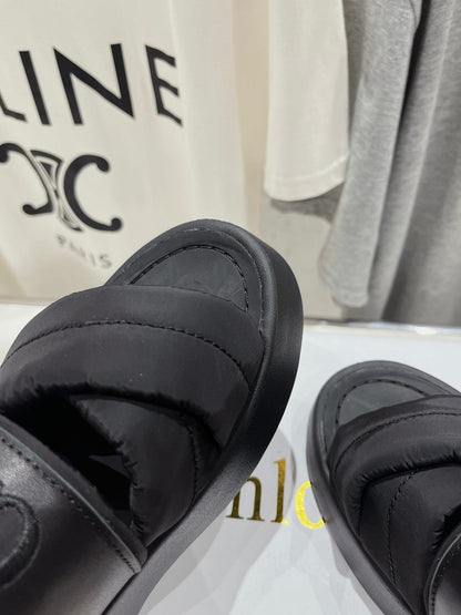 MILA PLATFORM 5 CM IN BLACK NYLON WITH EMBROIDERED LOGO