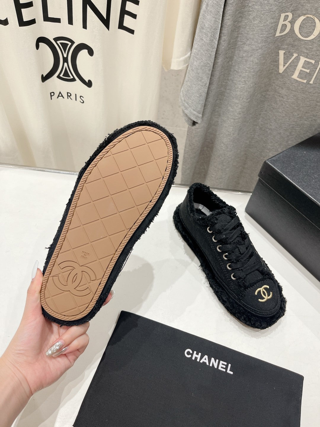 CC SNEAKER BLACK DENIM FABRIC