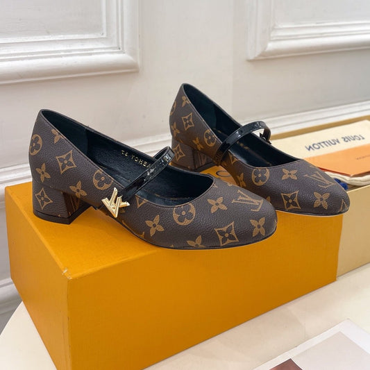 LV WOMEN ROMY HIGH BALLERINA IN CHOCOLATE BROWN MONOGRAM LAMBSKIN
