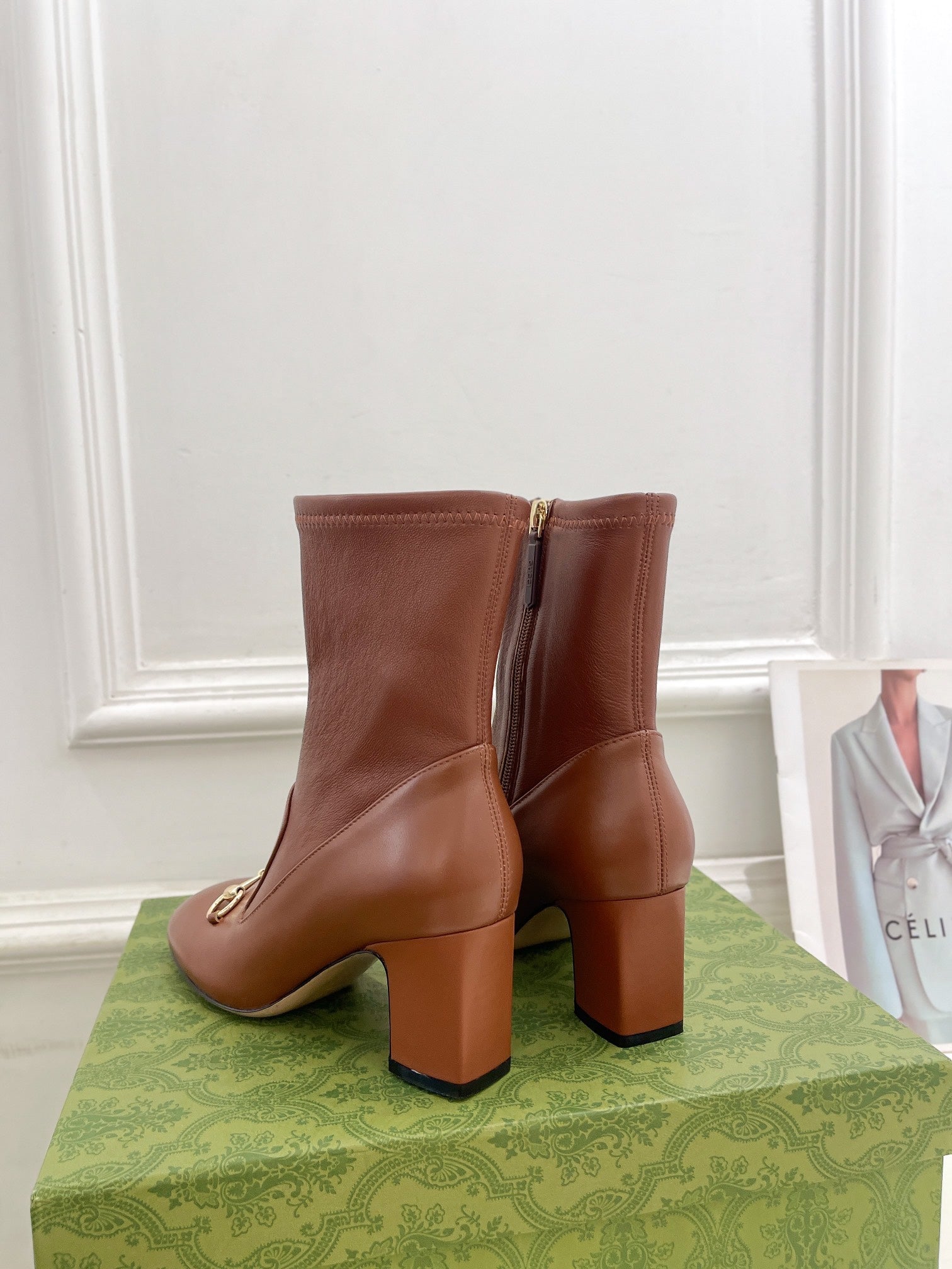 HORSEBIT ANKLE BOOTS 6.5CM IN CINNAMON BROWN SHEEPSKIN