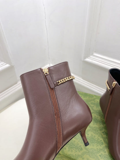 SIGNORIA SHORT BOOTS 4.5CM IN WALNUT BROWN CALFSKIN