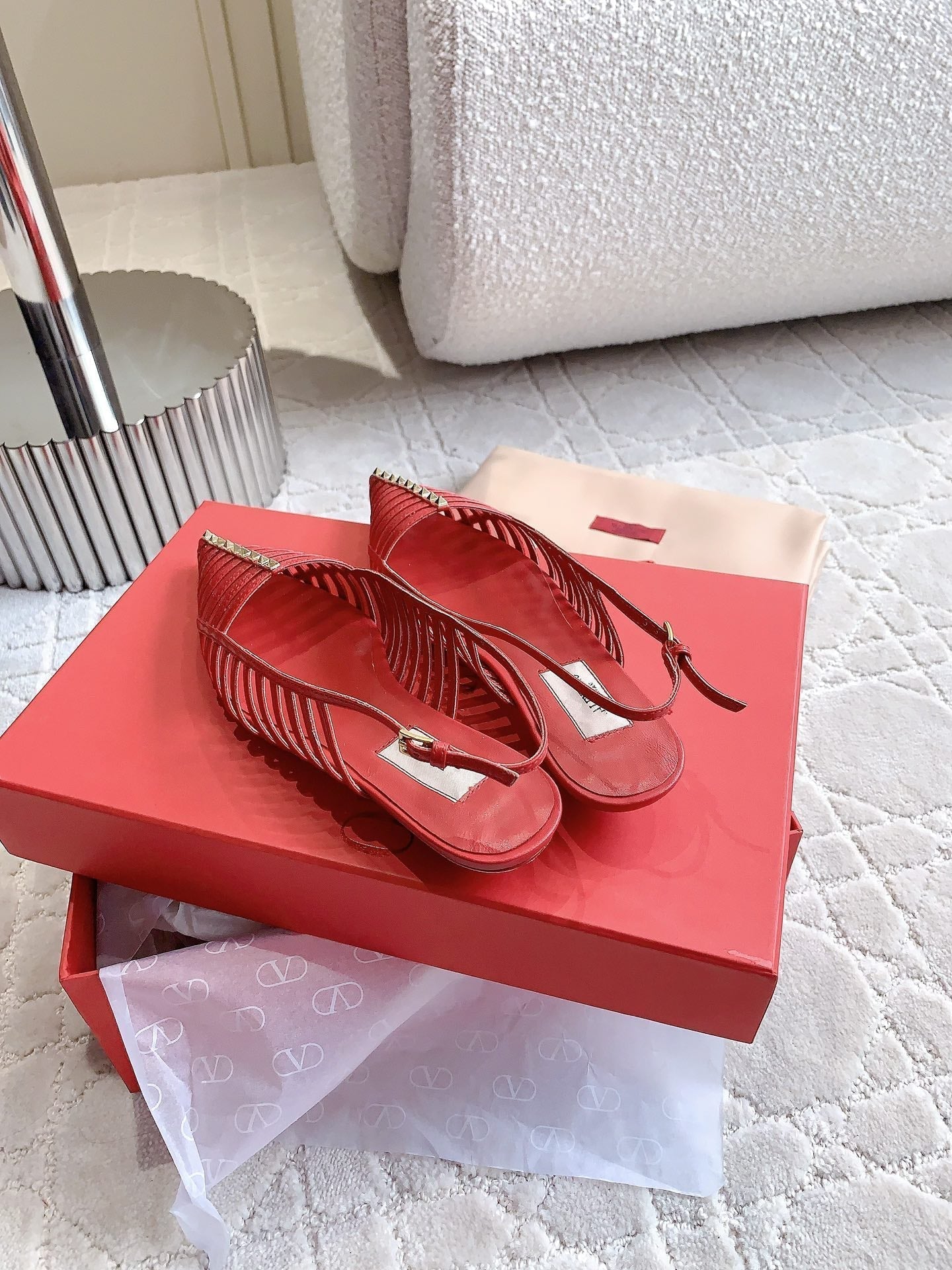 Mesh Slingback Ballerina Red