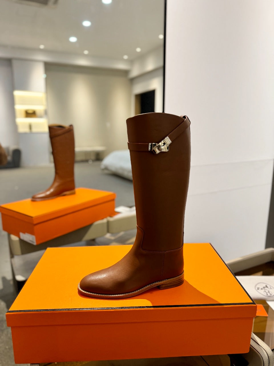 STIVALI JUMPING IN GINGERBREAD BROWN CALFSKIN